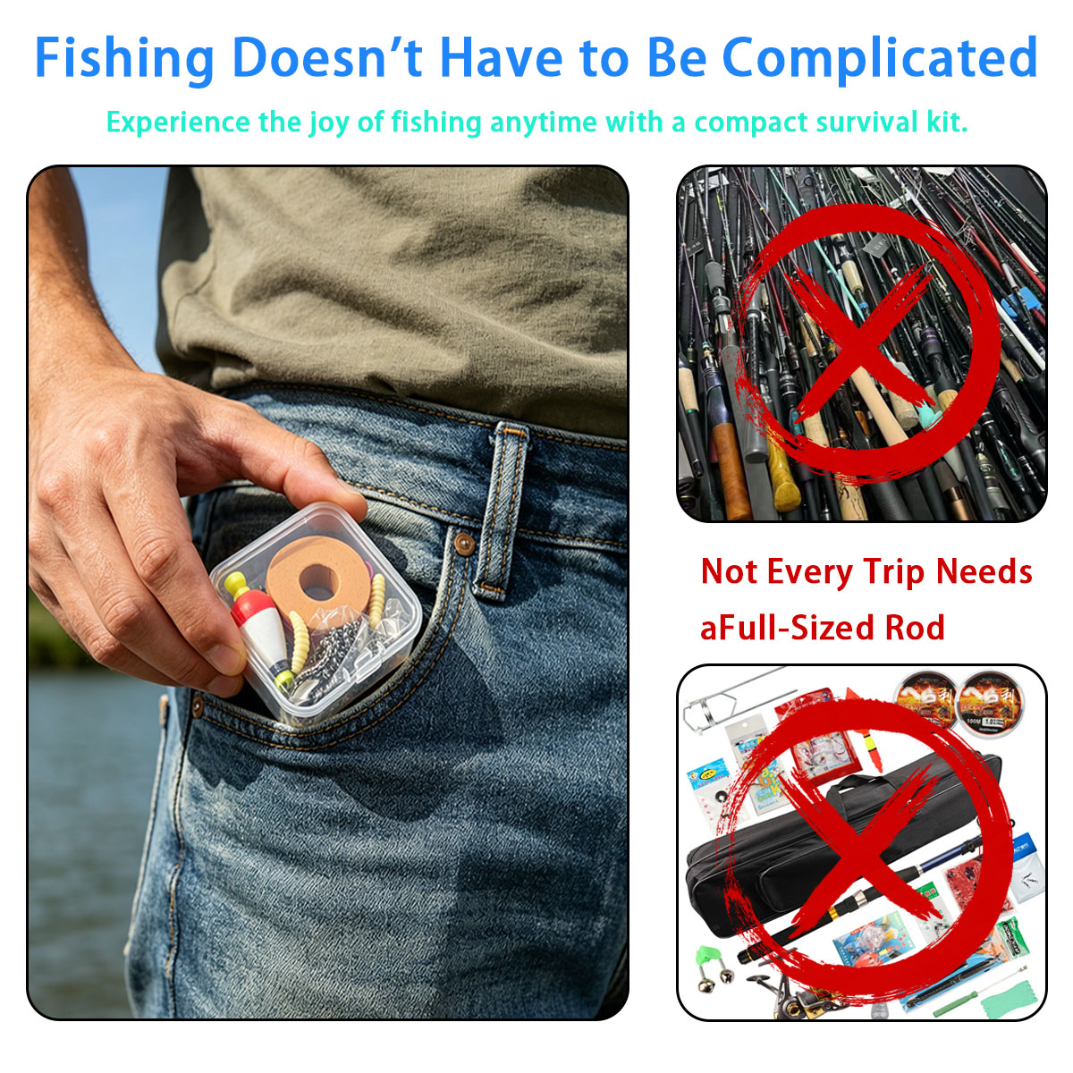 Fishing Lure Kit - Set Peralatan Memancing Darurat Portabel, Perlengkapan