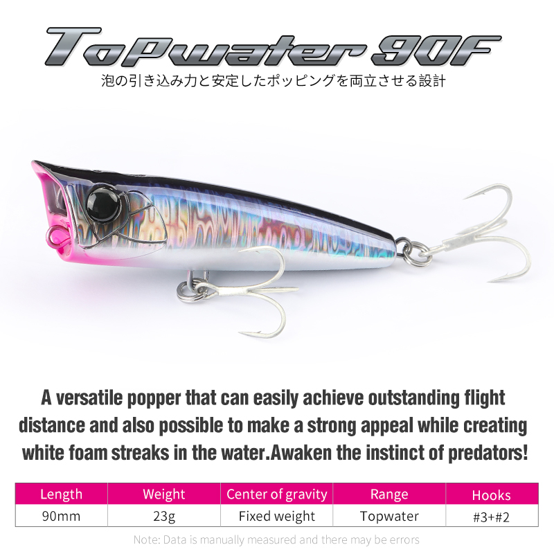 TSURINOYA 90Mm 23G Topwater Po - Fishing Lure Popper ulasan dan harga